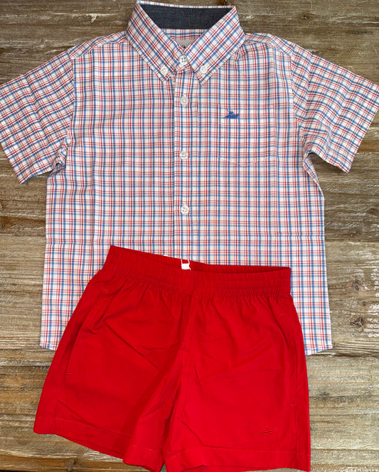 Red/White/Blue Boys Button Down Shirt