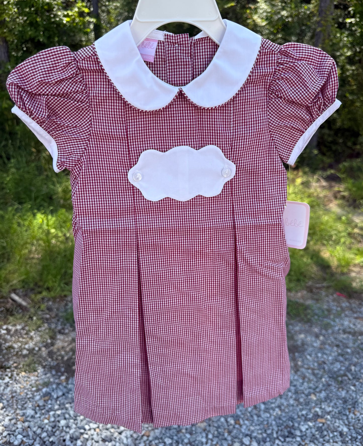 Maroon Gingham Girls Float Dress