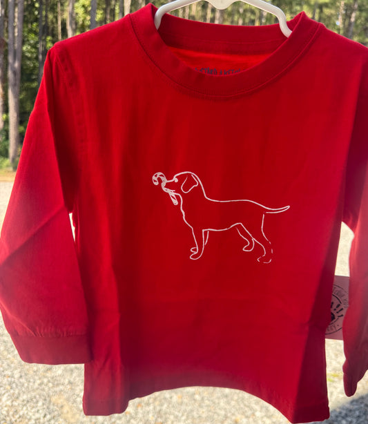 Red Candy Cane Dog Boys Tee