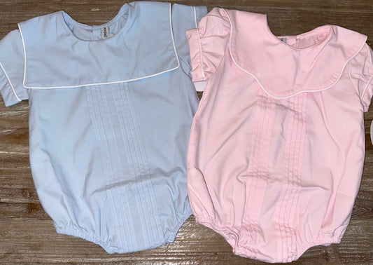 Pleated Blue Boys Bib Bubble