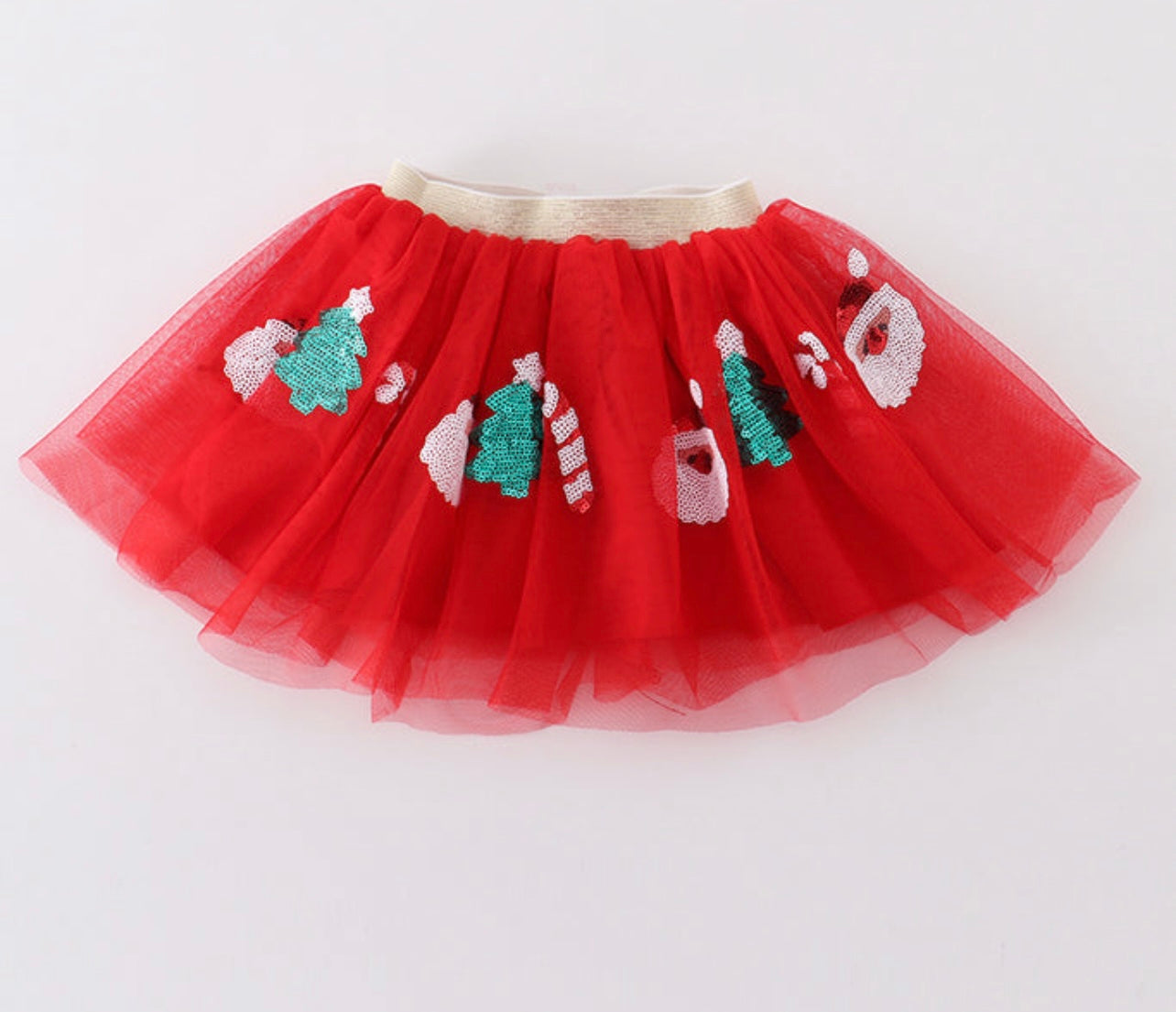 Red Christmas Sequin Girls Tutu