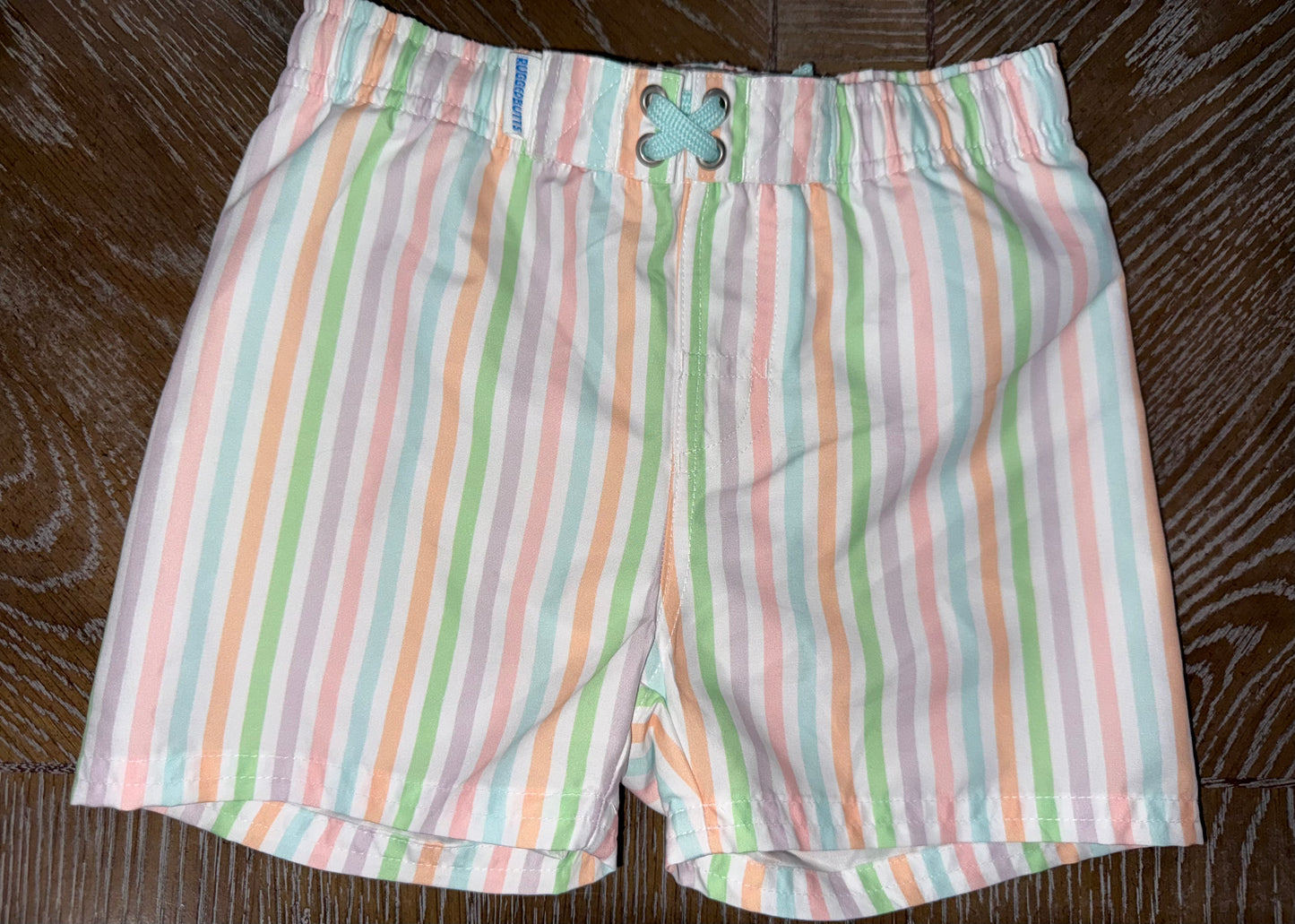 Pale Rainbow Stripe Boys Swim Trunks