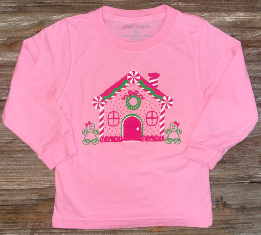 Pink Gingerbread House Girls Tee