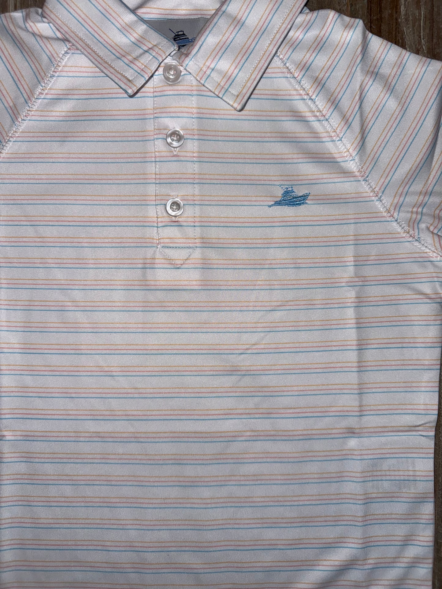 White Multi Stripe Boys Polo