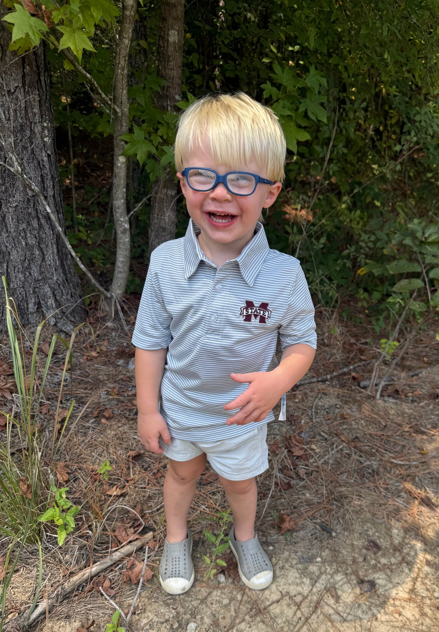 Mississippi State Bulldogs Gray Stripes Boys Polo