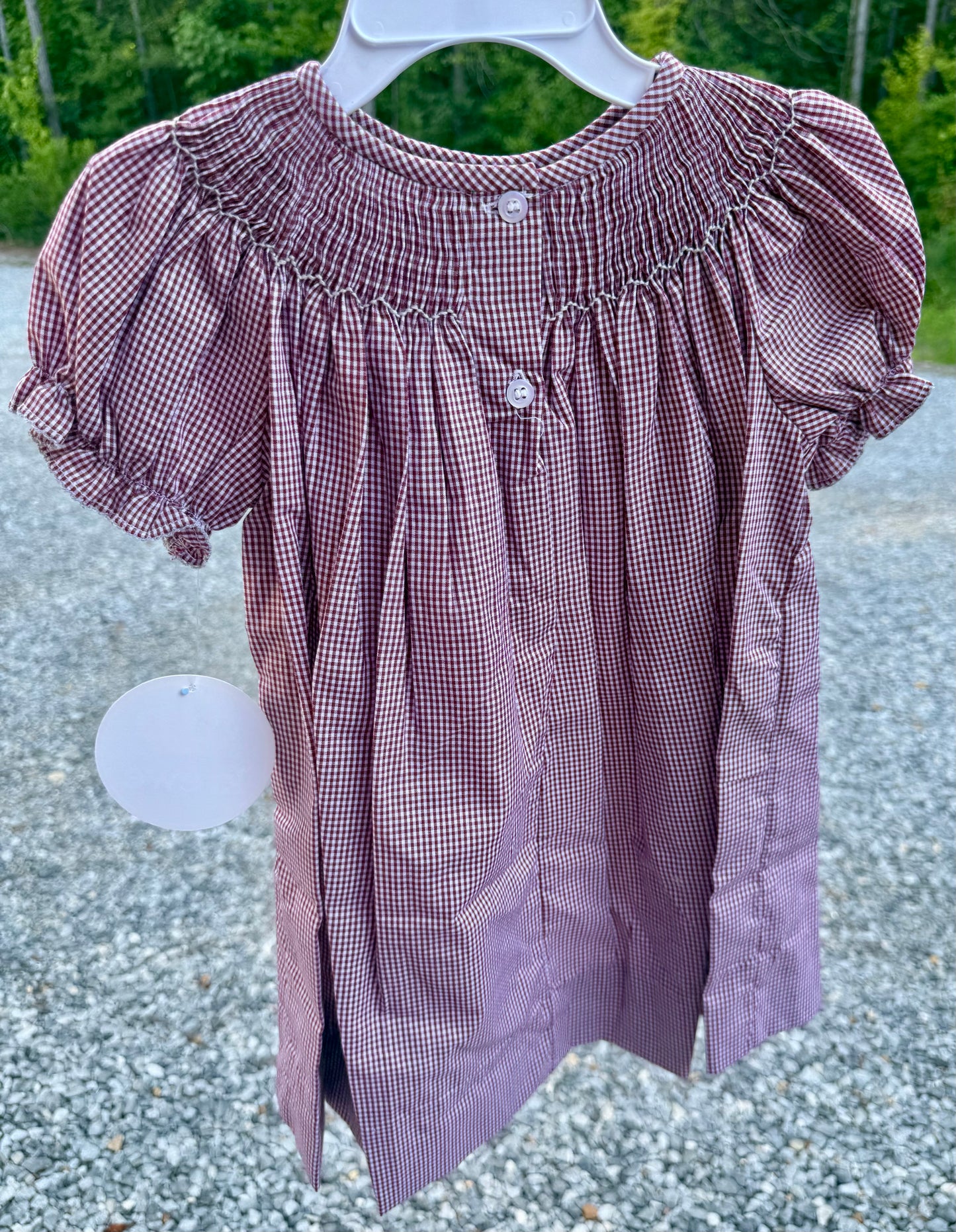 Maroon Bulldog Bishop Smocked Girls Dress
