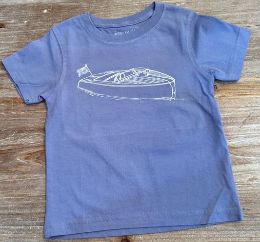 Denim Blue Wooden Boat Boys Tee