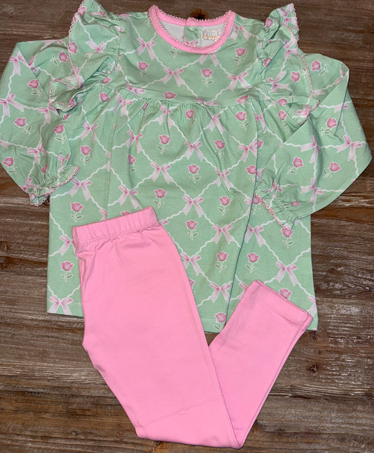 Abree Rose of Bows Girls Legging Set