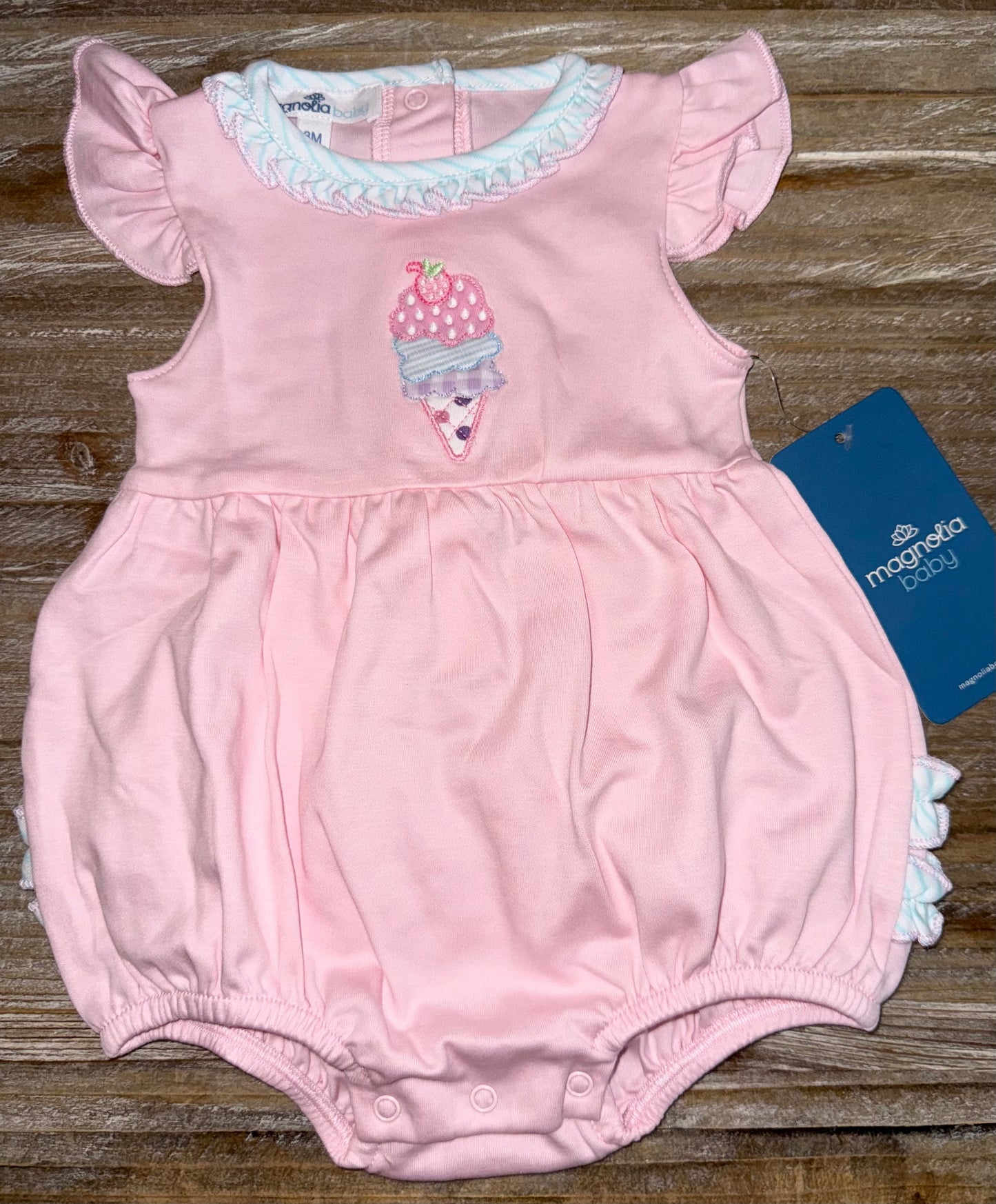 Scoops of Fun Appliqué Ruffle Girls Flutter Bubble