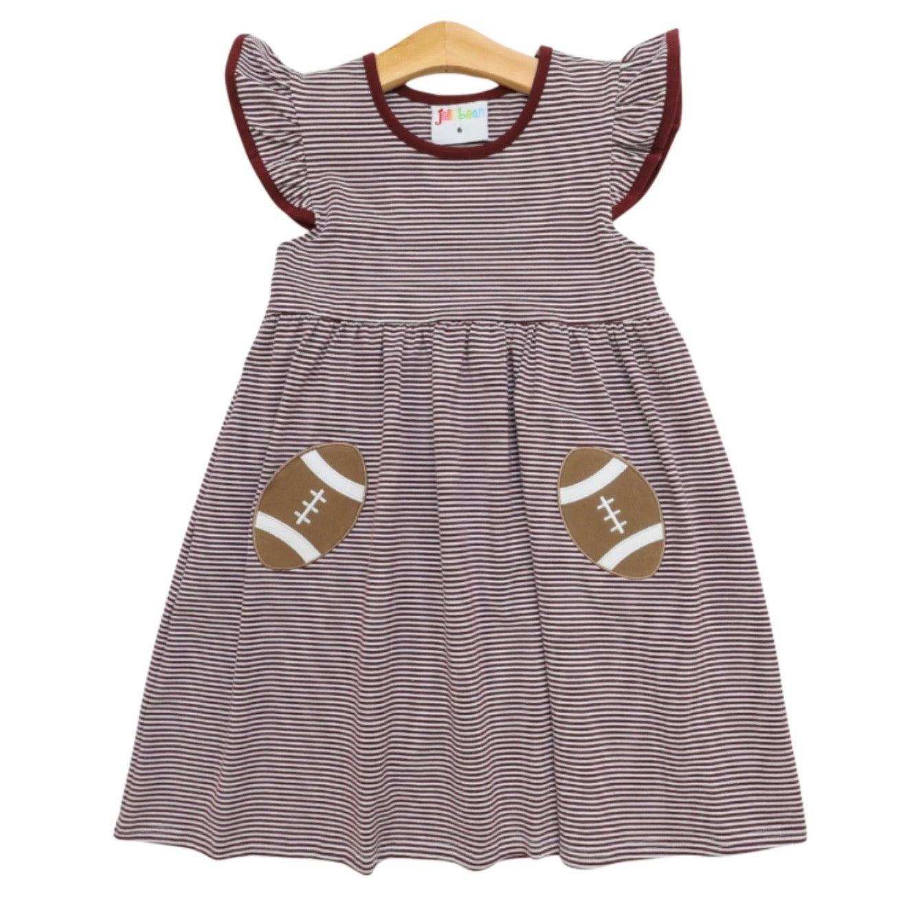 Let’s Cheer Football Maroon Stripe Girls Pocket Dress