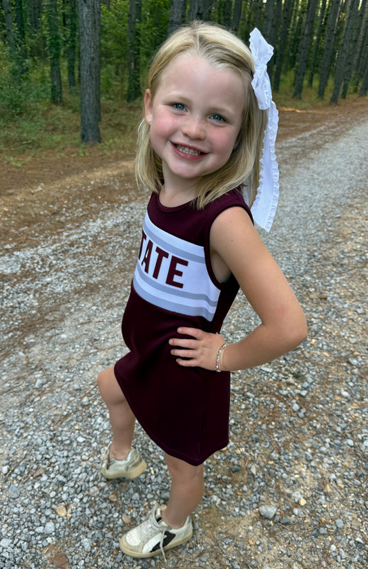 The Classic Girls Cheer Dress— Mississippi State Deep Maroon (size up— these run short)