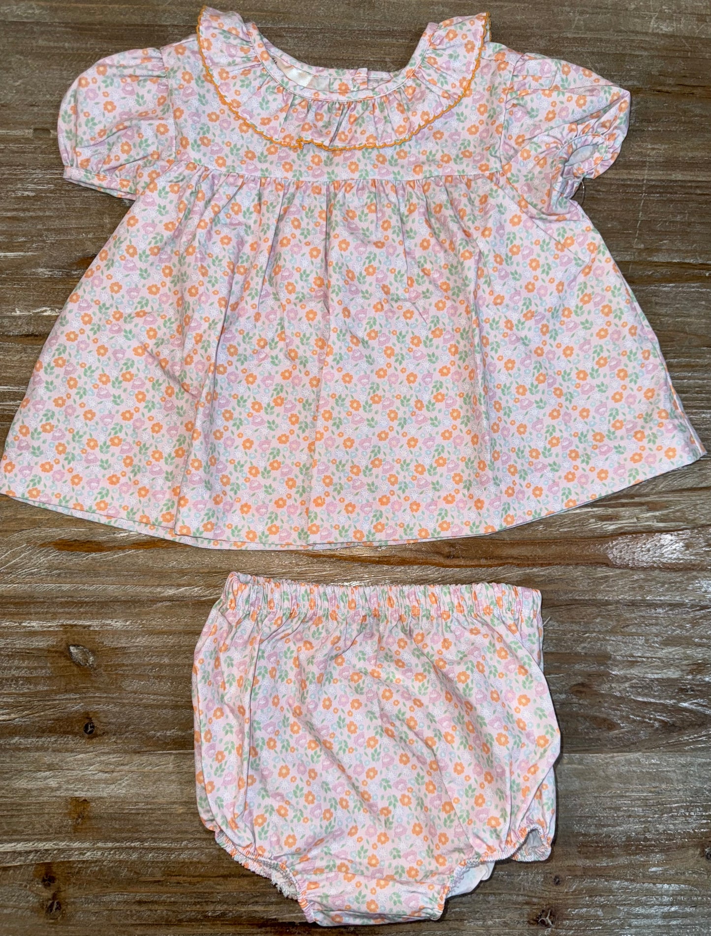 Orange & Mint Flowers Girls Claire Bloomer Set