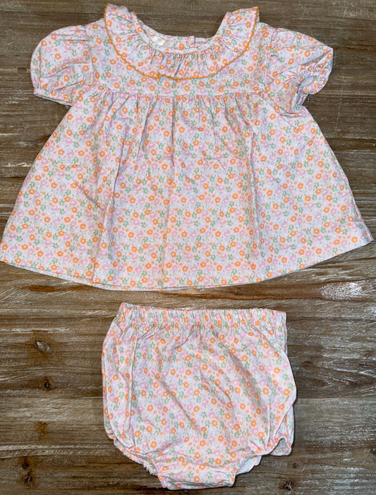 Orange & Mint Flowers Girls Claire Bloomer Set
