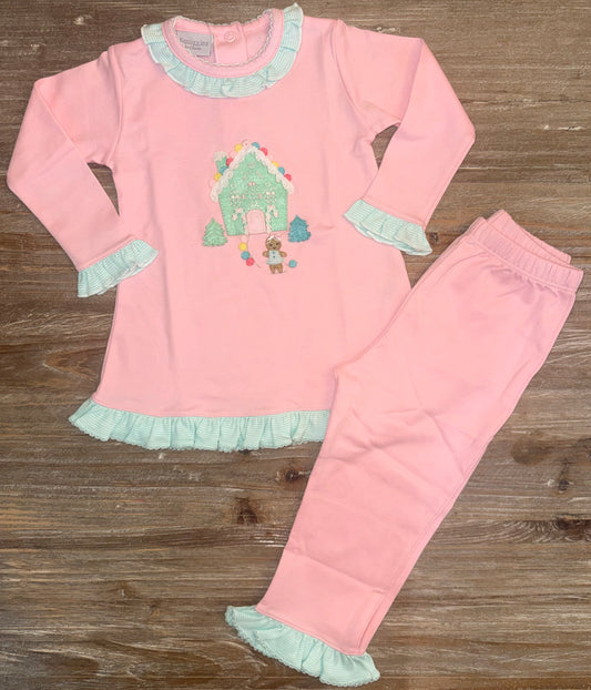 Gingerbread House Girls Ruffle Pant Set