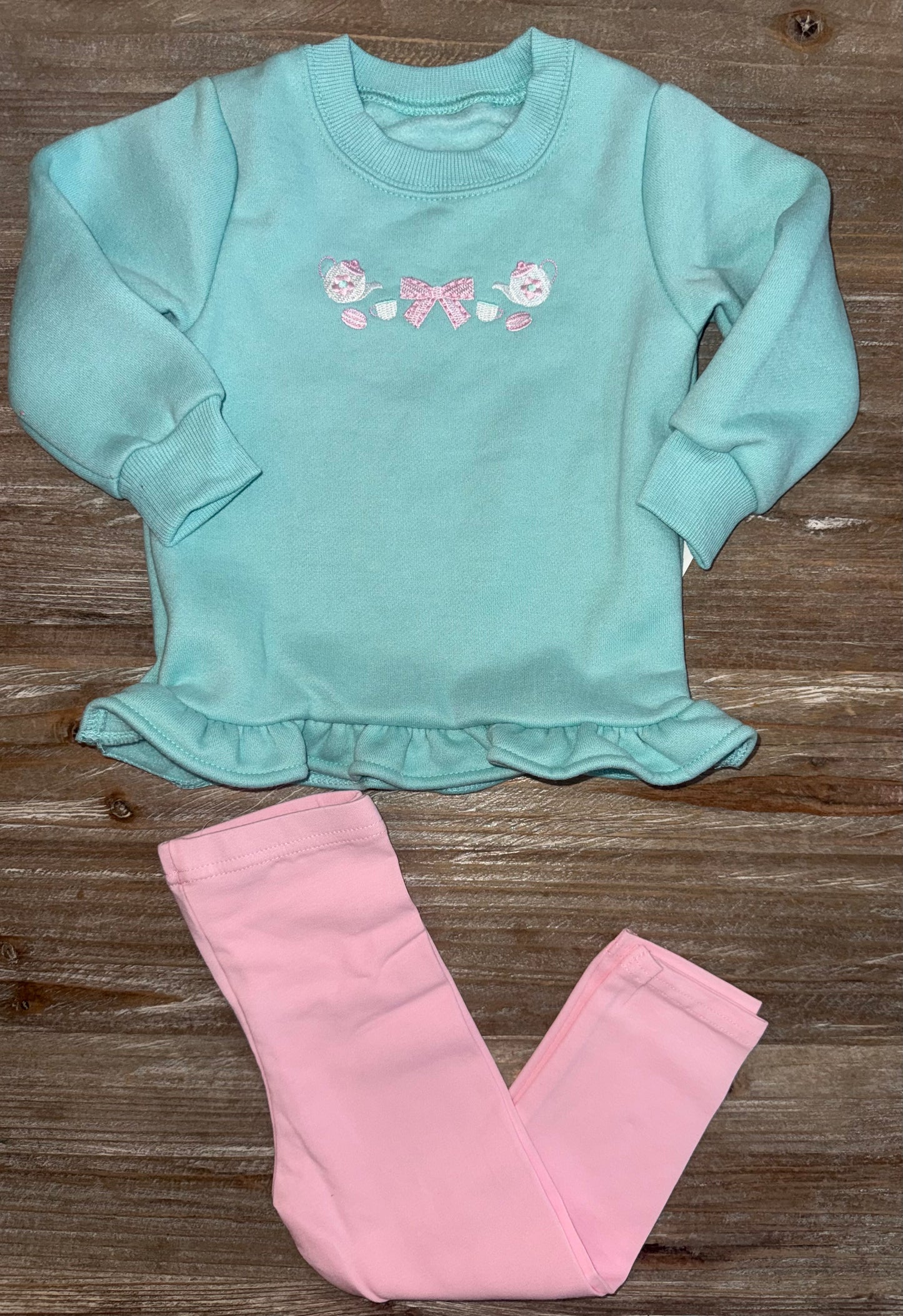 Teacups Ruffle Girls Sweatshirt