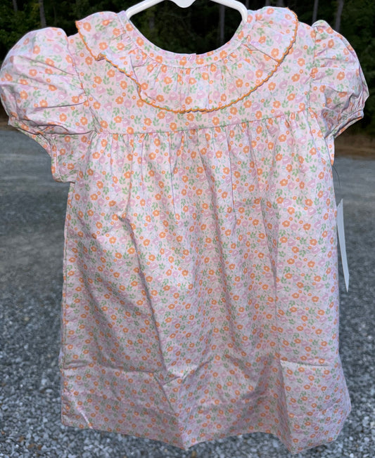 Orange & Mint Flowers Girls Claire Dress