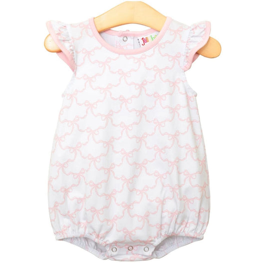 Pink Trellis Bow Girls Flutter Bubble