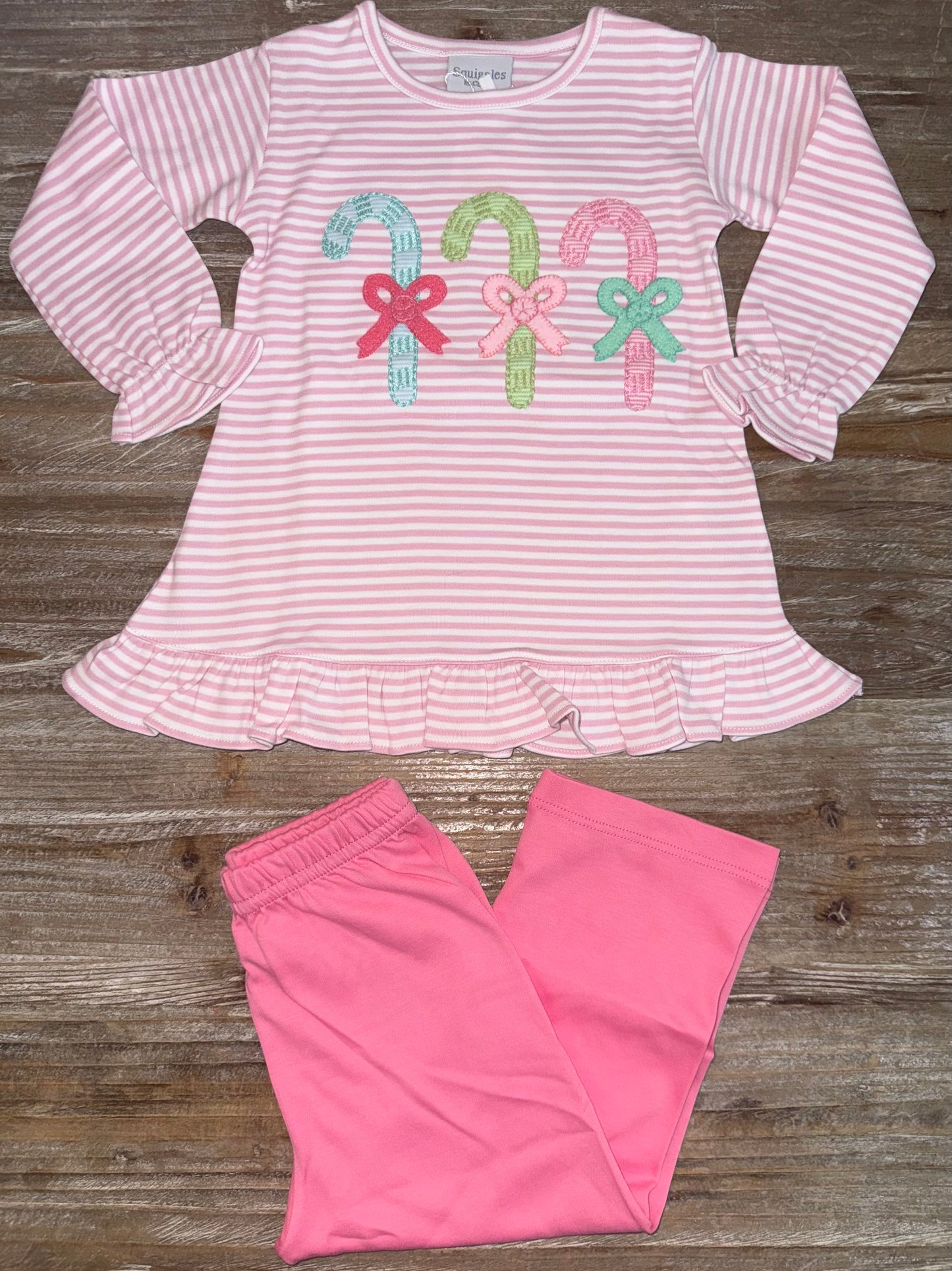 Pastel Candy Cane Girls Pants Set