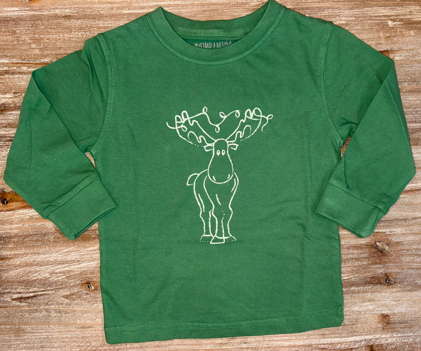Green Christmas Moose Boys Tee