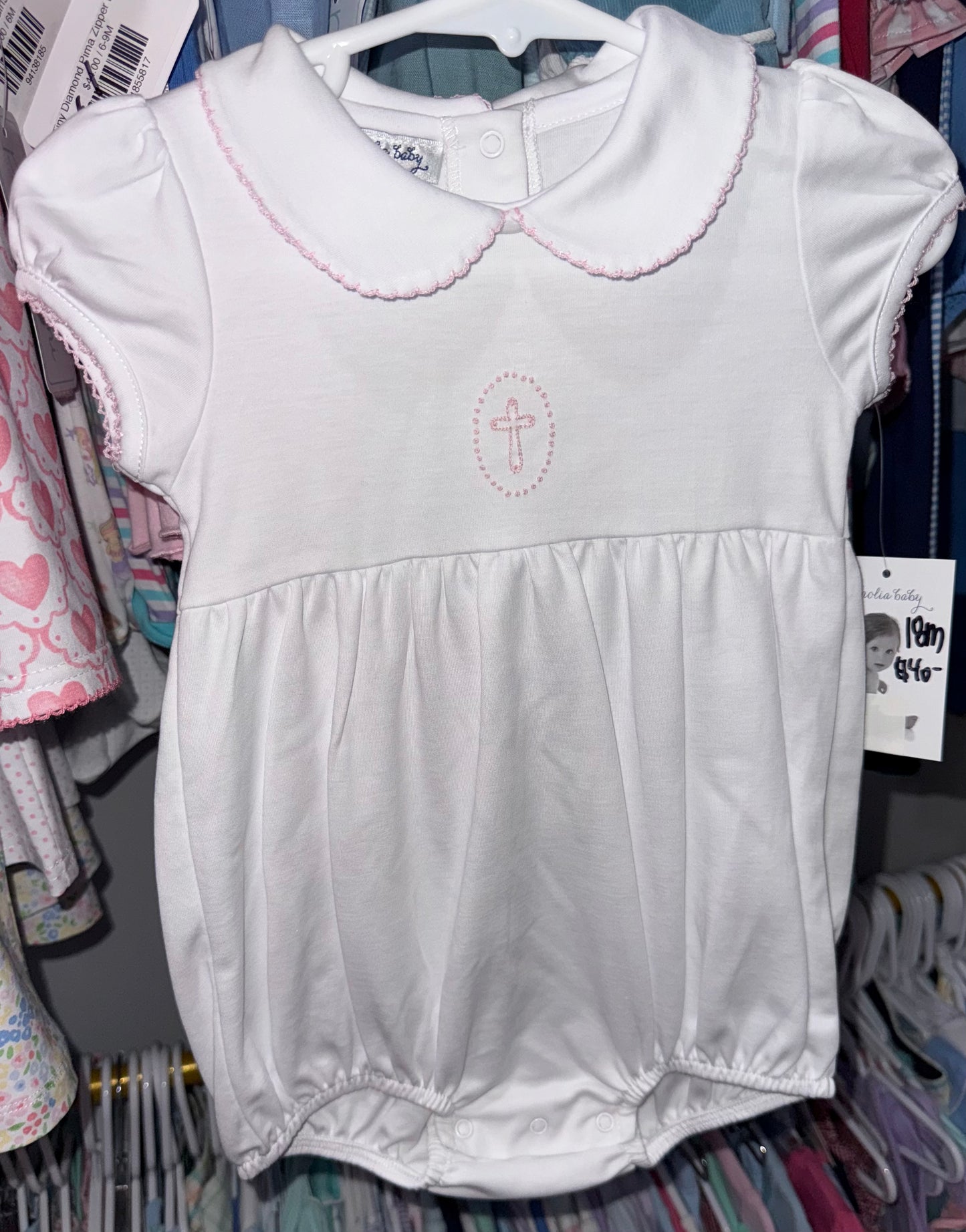 Blessed Fall Cross Embroidered Collared Girls Bubble