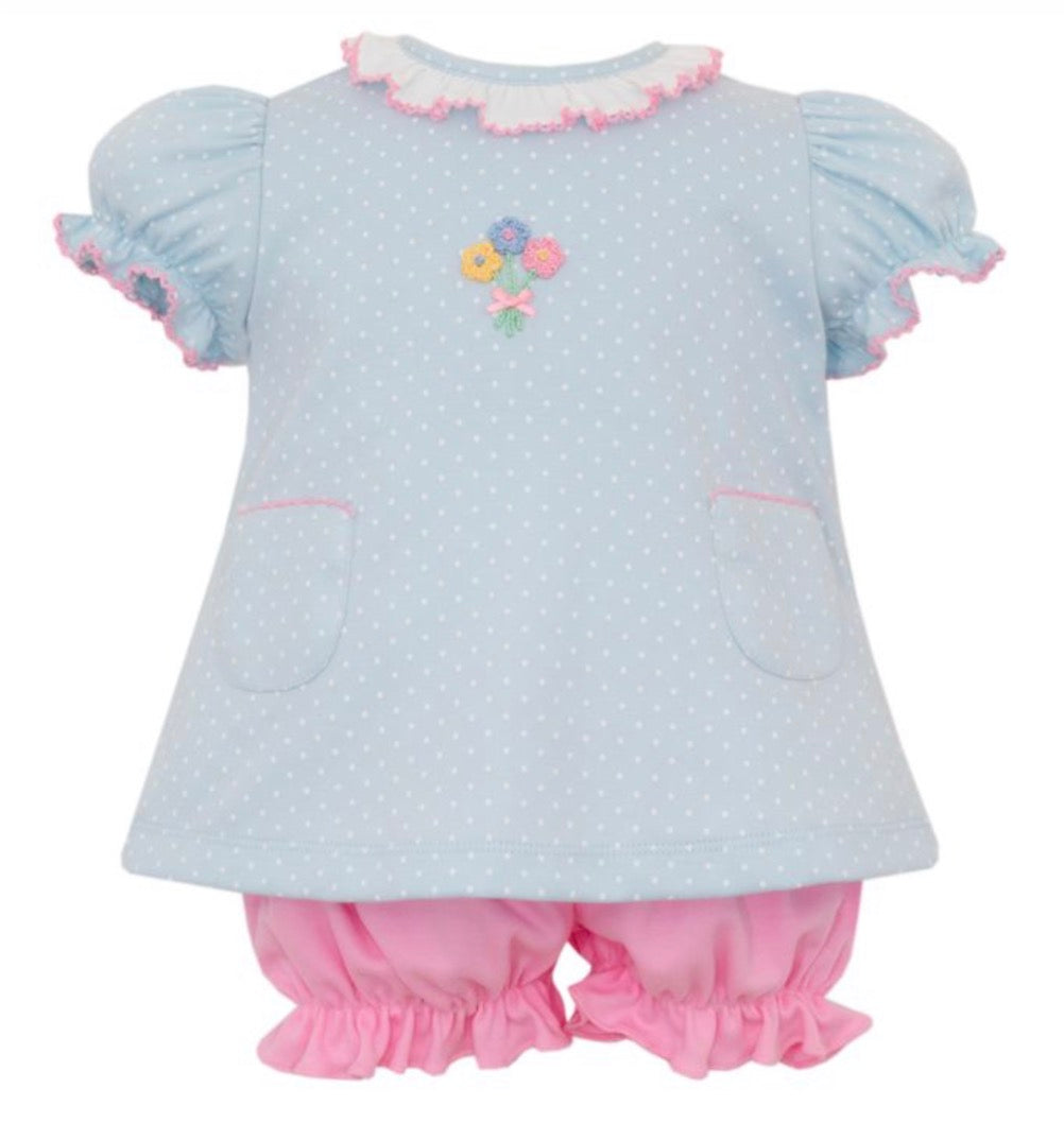 Spring Flowers Girls Knit Bloomer Set