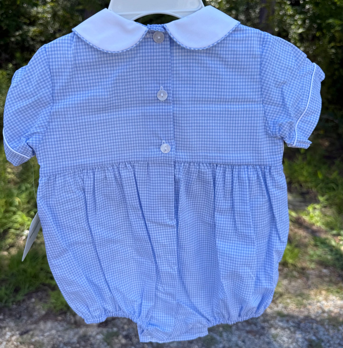 Blue Gingham Horses Boys Bubble