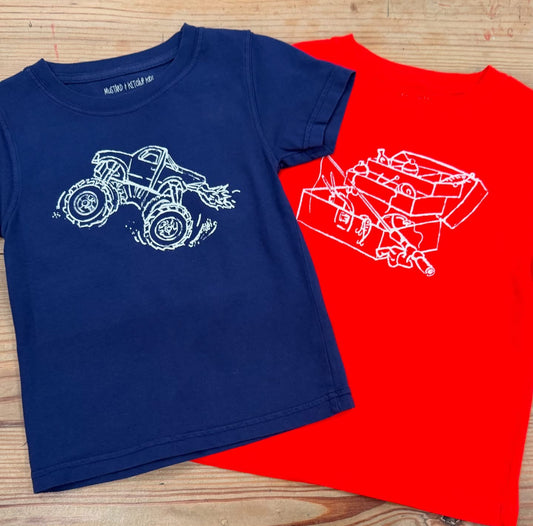 Navy Monster Truck Boys Tee