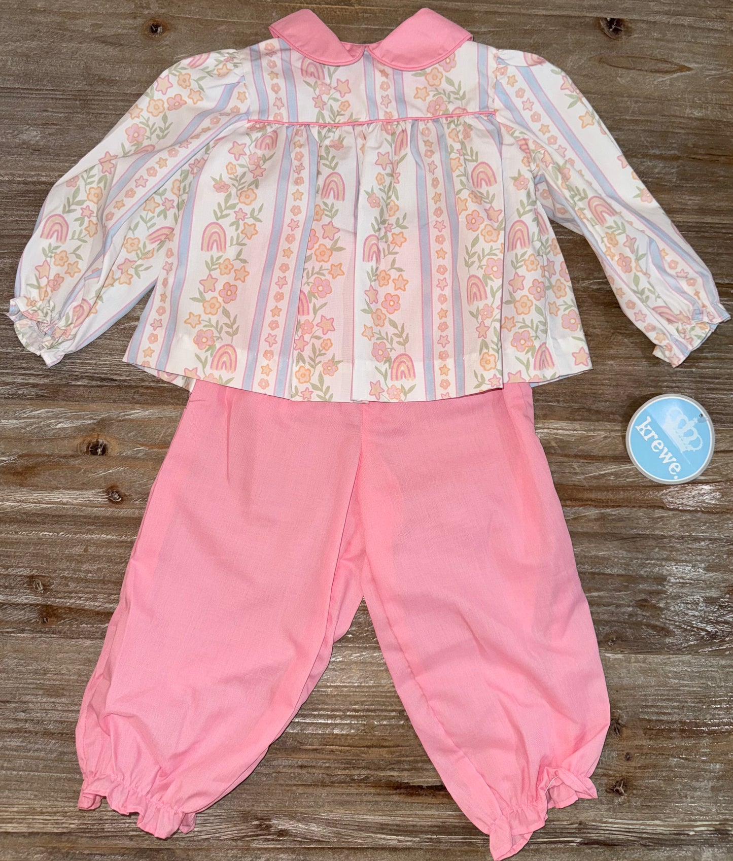 Floral Rainbow Stripe Girls Bloomer Pant Set
