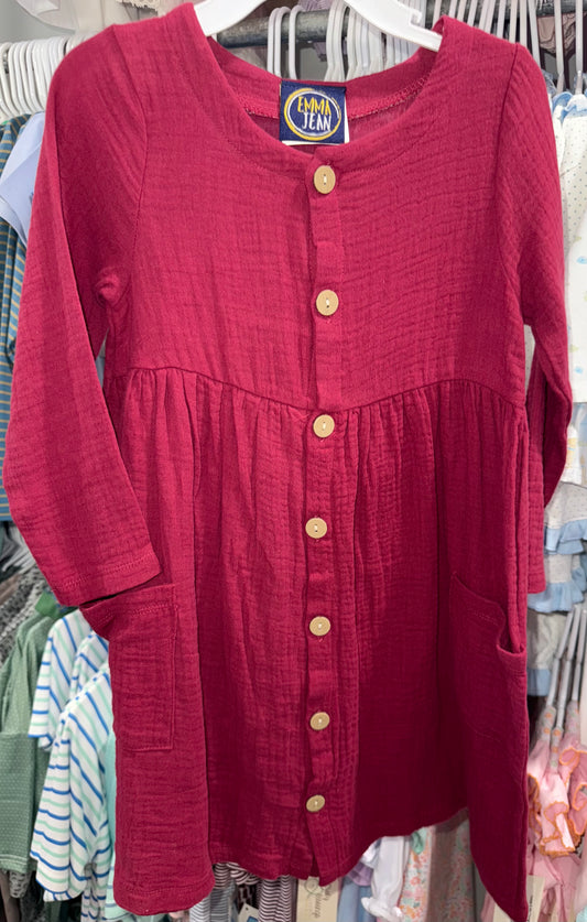 Emma Jean Girls Dress- Cinnamon/Maroon