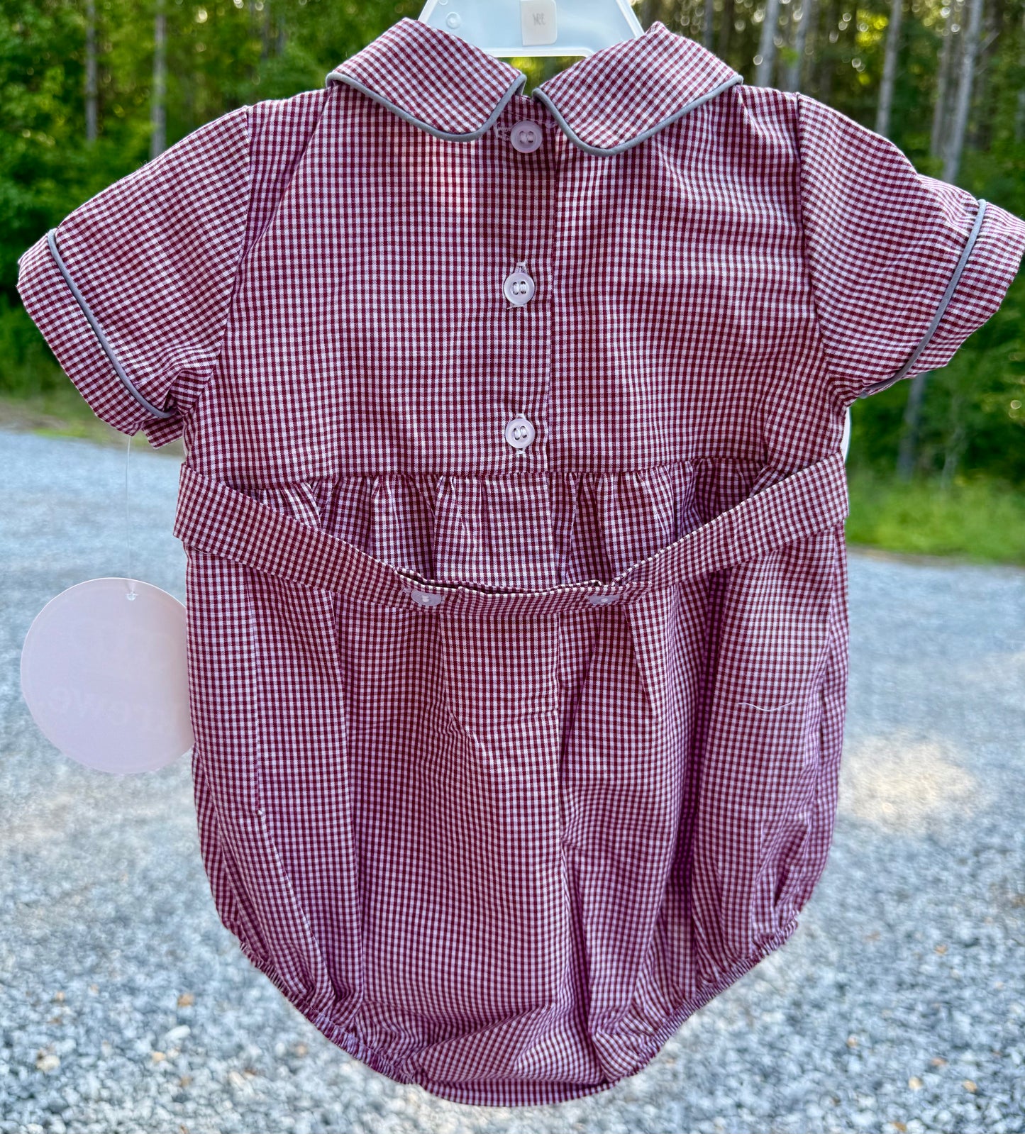 Maroon Bulldog Smocked Boys Bubble