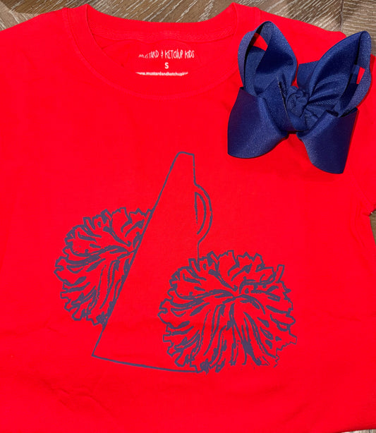 Mustard & Ketchup Kids Red/Navy Girls PomPom Tee