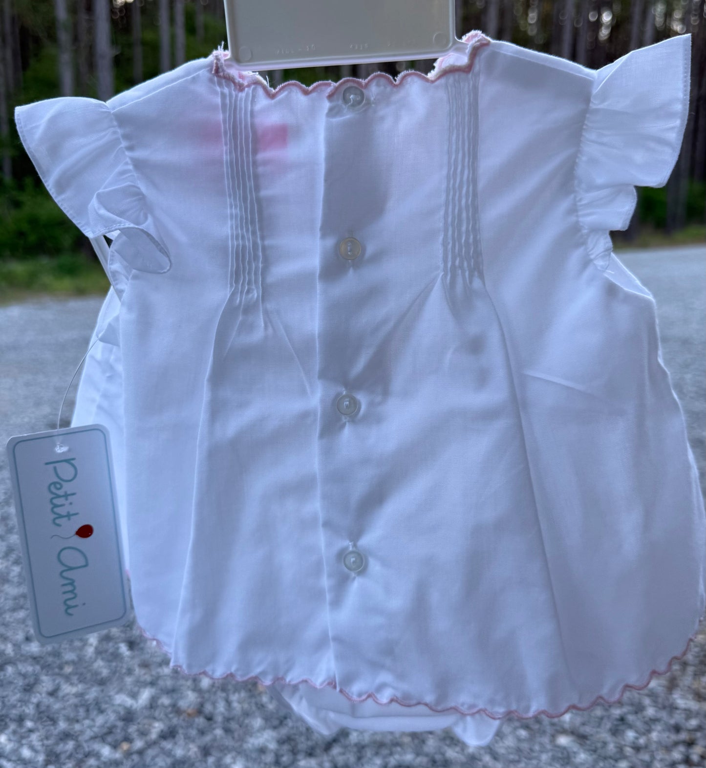 Petit Ami White Flower Embroidered Heirloom Girls Bloomer Set