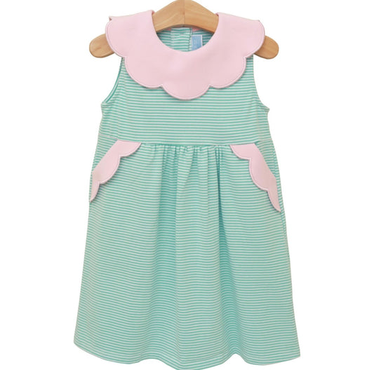 Penelope Scalloped Mint/Light Pink Girls Dress