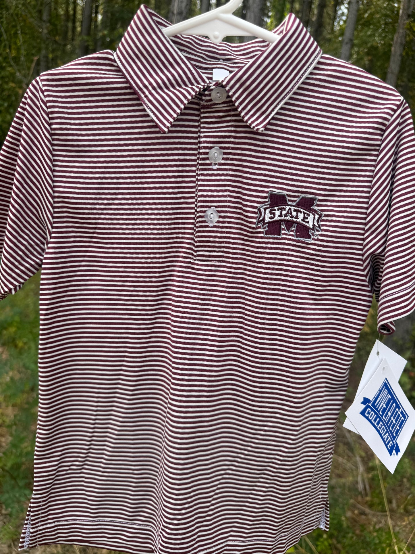 Mississippi State Maroon Stripe Boys Polo