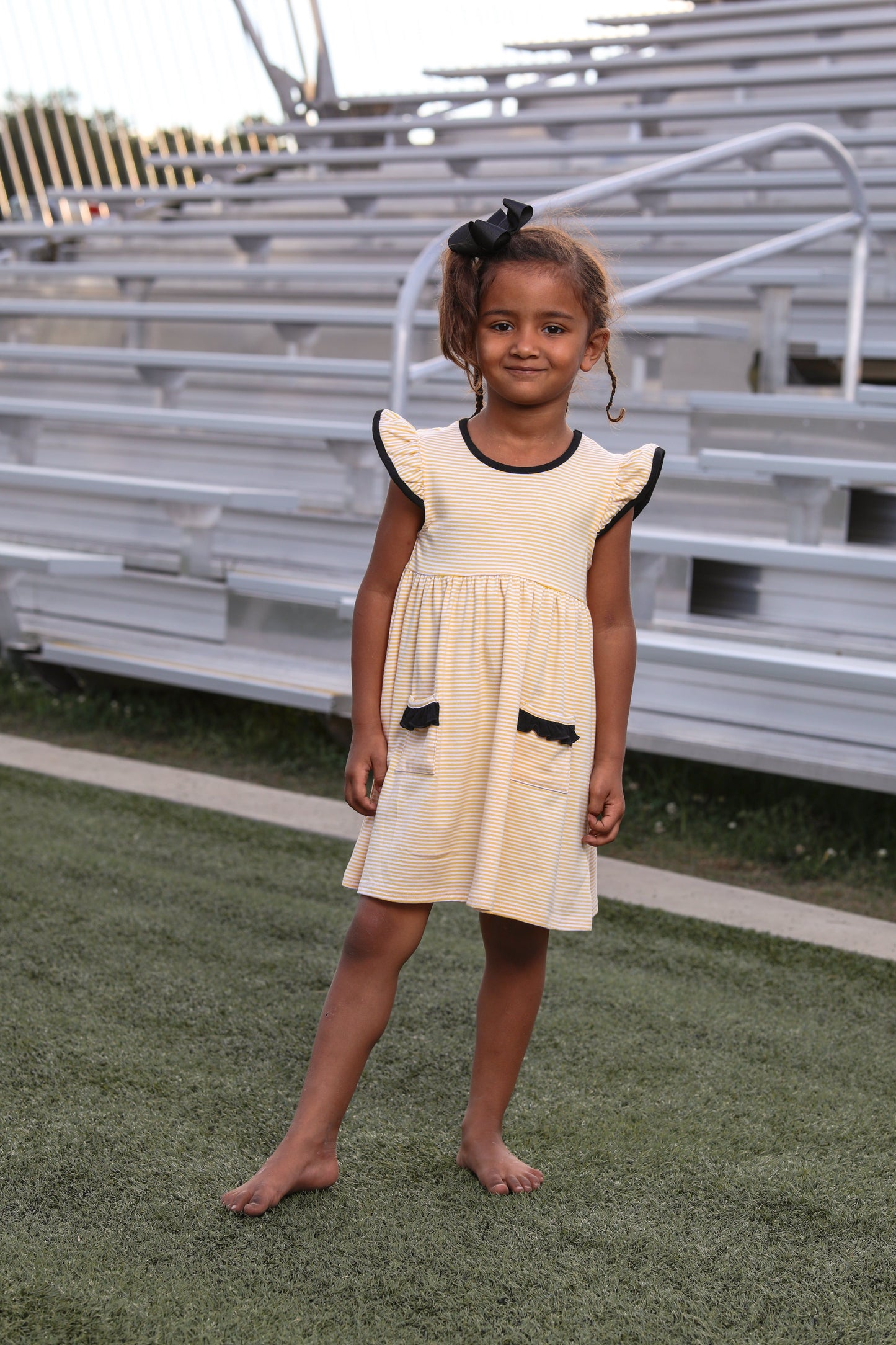 Lucy Game Day Girls Dress- Gold/Black