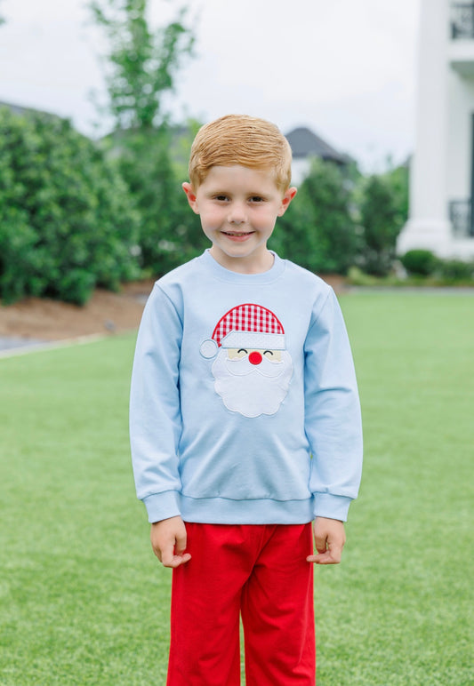 Santa French Terry Boys Blue Pullover