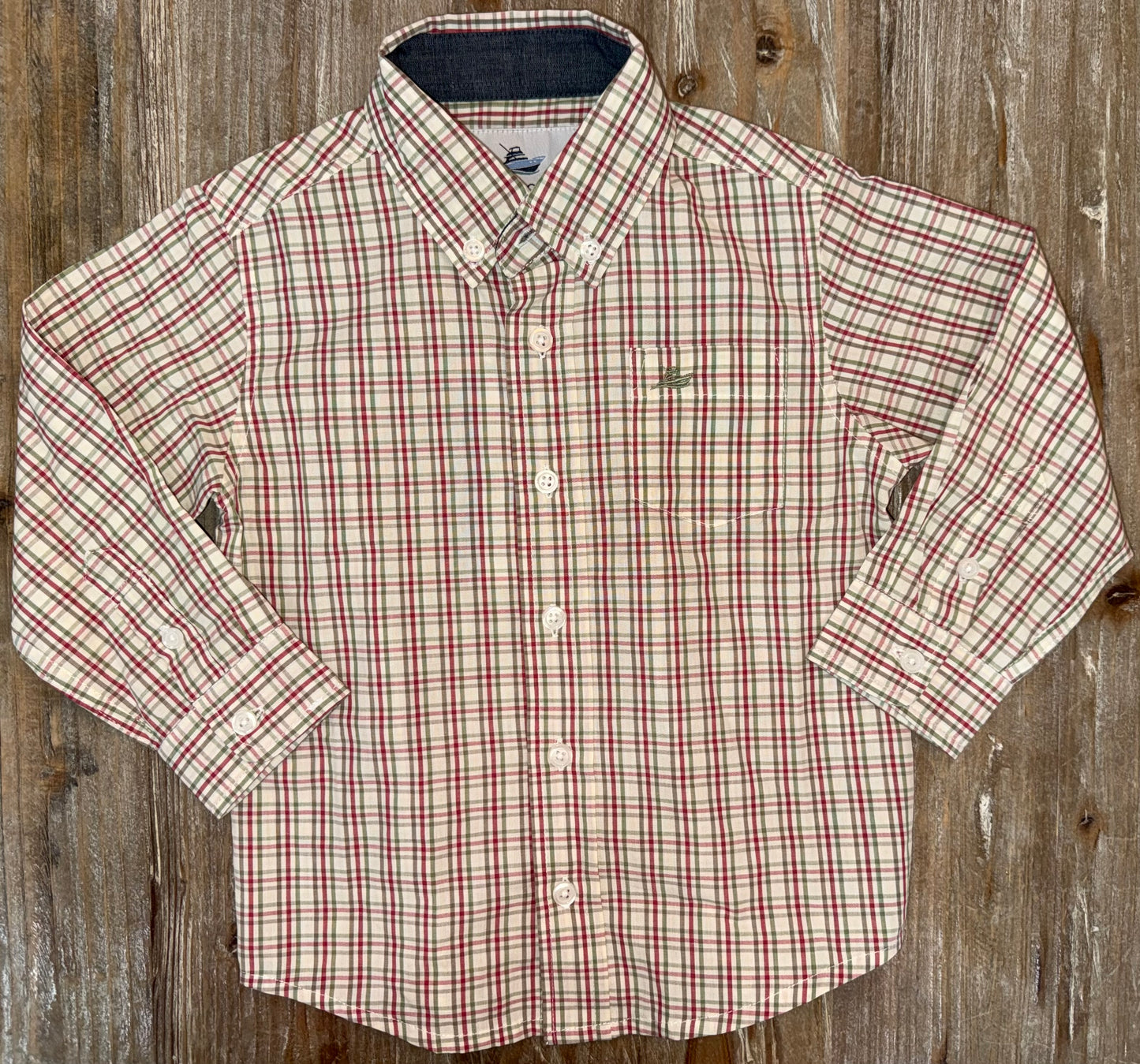 Red/Green Boys Button Down