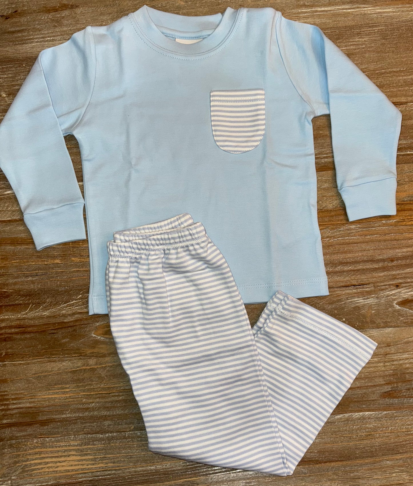 Blue Stripe Boys Pants Set