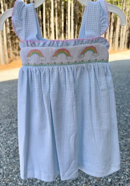 Rainbow Gingham Knit Girls Sundress