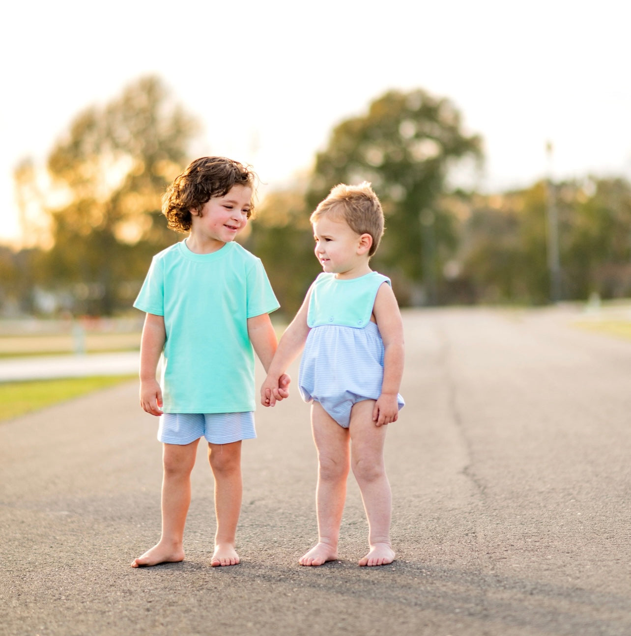 Levi Mint & Light Blue Boys Short Set