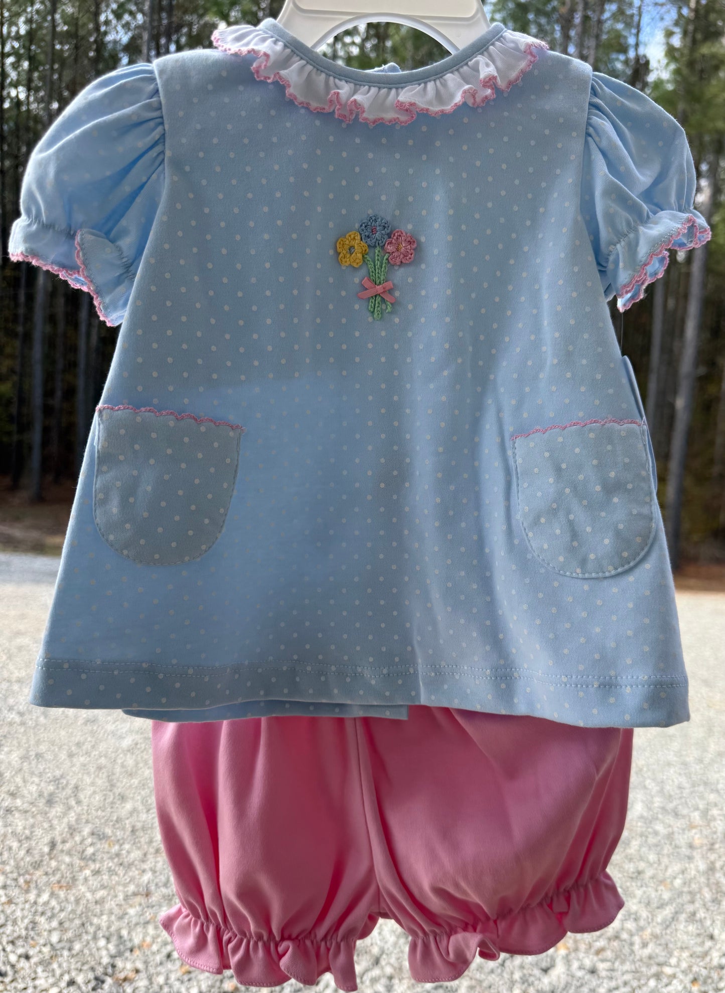 Spring Flowers Girls Knit Bloomer Set