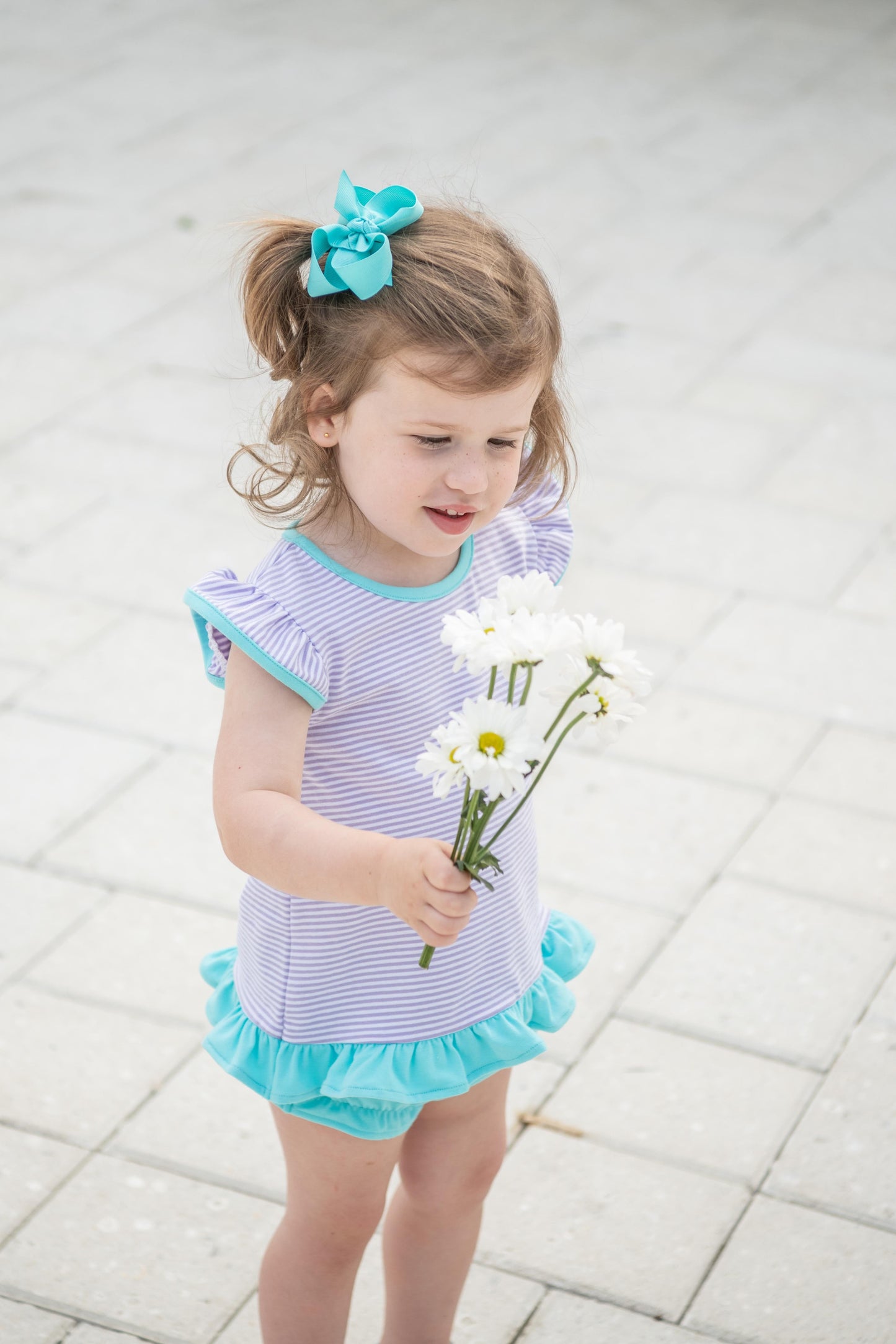 Mary Margaret Lavender & Aqua Girls Bloomer Set