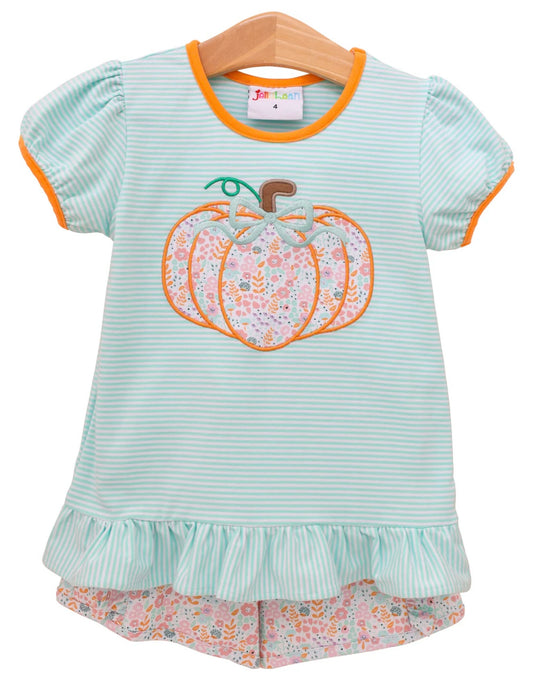 Pumpkin Patch Petals Girls Ruffle Short Set