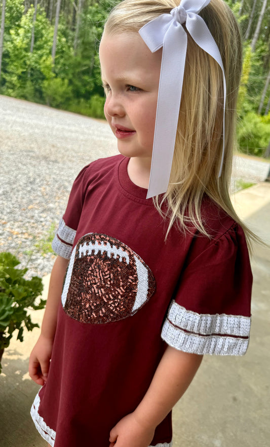 Maroon Sequin Girls Football Dress