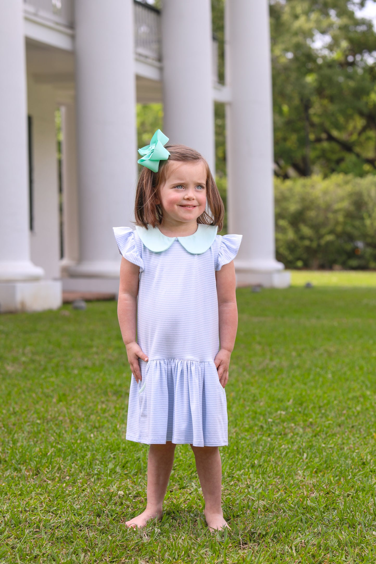 Genevieve Light Blue/Mint Girls Dress