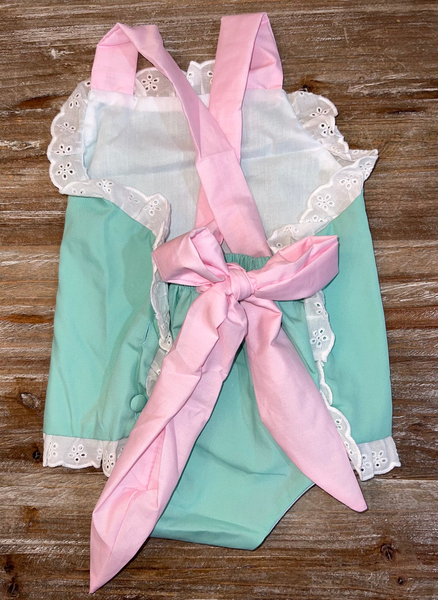 Hampton Mint & Light Pink Girls Sunsuit