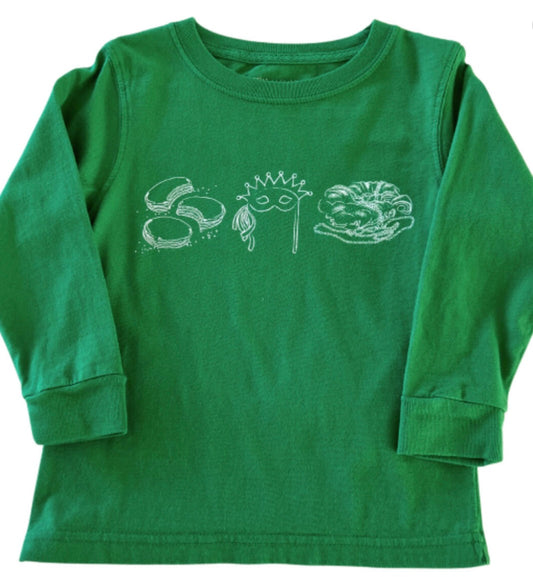 Green Mardi Gras Trio Boys Tee