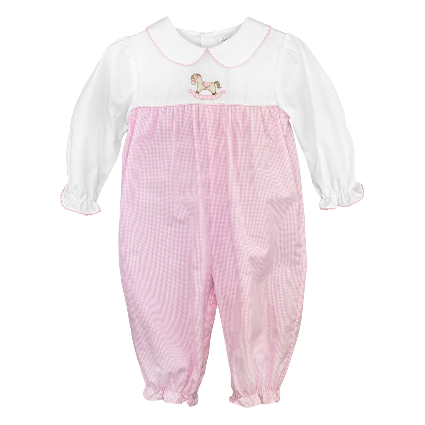 Petit Ami Girls Rocking Horse Appliqué Romper