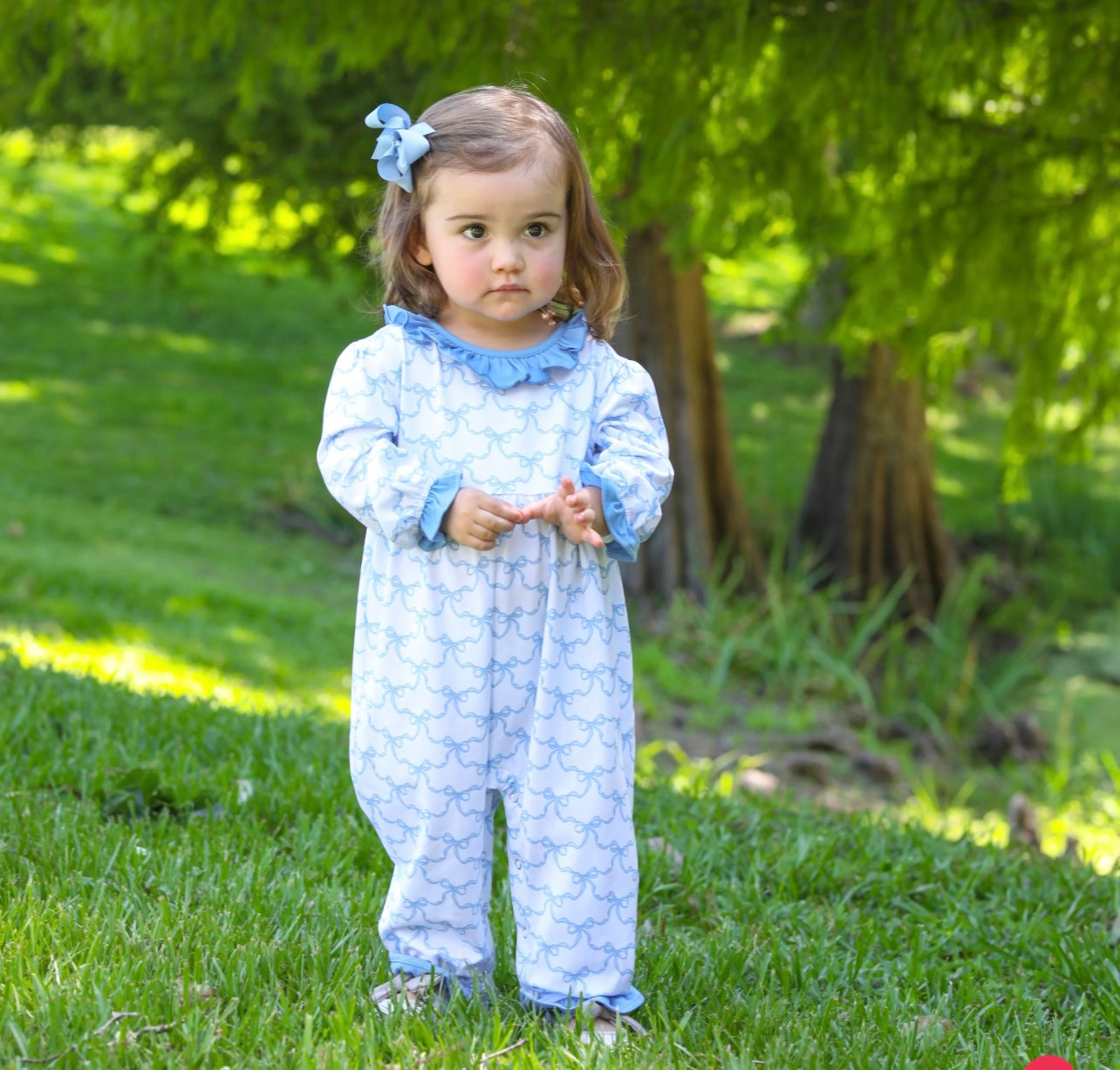 Blue Trellis Girls Bow Romper