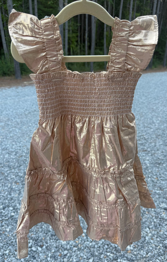 Gold Gilt Girls Twirl Dress